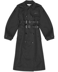 Ganni - Double-Breasted Belted Trench Coat - Lyst