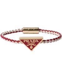 Prada - Braided Nappa Leather Bracelet - Lyst
