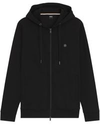 BOSS - Boss Logo Patch Zipped Hoodie - Lyst