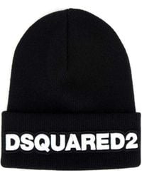 DSquared² - Logo Embroidered Ribbed Beanie - Lyst