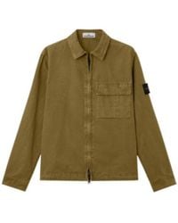 Stone Island - Logo Patch Zip-Up Shirt Jacket - Lyst