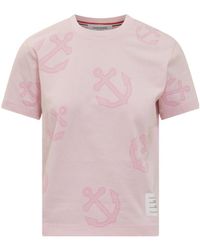 Thom Browne - Anchor Printed Crewneck T-Shirt - Lyst