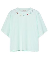 forte_forte - Floral-Detail T-Shirt - Lyst
