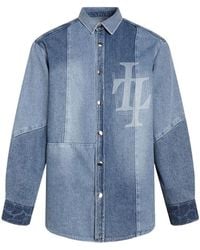 LIU REGALI - Stitched Long-Sleeved Denim Shirt - Lyst
