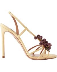 Aquazzura - Raspberry Punch 105 Embellished Raffia Slingback Sandals - Lyst