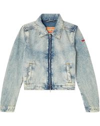 DIESEL - Zip-Fastening Shoulder-Detail Denim Jacket - Lyst