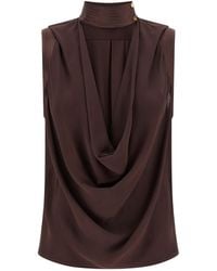 Elisabetta Franchi - Draped High-Neck Top - Lyst