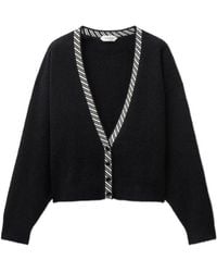 Versace - Striped-Trim Medusa-Plaque Cardigan - Lyst