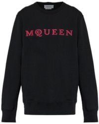McQueen - Logo Embroidered Crewneck Sweatshirt - Lyst