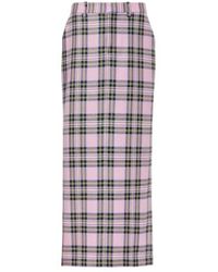 Area - Plaid Wool Midi Skirt - Lyst
