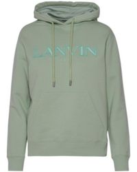 Lanvin - Logo Embroidered Drawstring Hoodie - Lyst