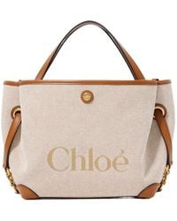 Chloé - Chloé Logo Printed Double Carry Small Tote Bag - Lyst