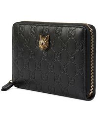 Gucci - Cat Head Inlaid Zipper Wallet - Lyst
