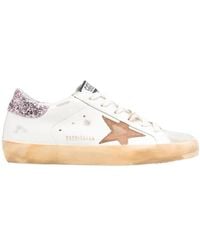 Golden Goose - Super-Star With A Tan Star And Glitter Heel Tab - Lyst