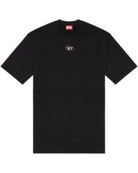 DIESEL - Oval D Logo-Plaque Cotton T-Shirt - Lyst