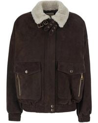 Semicouture - Semi Couture Gloria Shearling Collar Bomber Jacket - Lyst