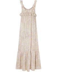 Chloé - Ruffled Tiered Floral-Print Silk-Charmeuse Maxi Dress - Lyst