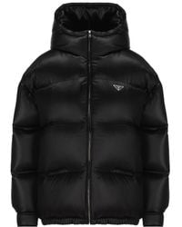 Prada - Logo Hooded Cotton-Padded Jacket - Lyst