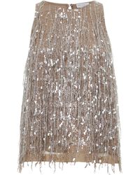 Brunello Cucinelli - Waterfall Embroidered Sleeveless Top - Lyst