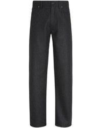 ZEGNA - Dark Wool And Cashmere Roccia Pants - Lyst