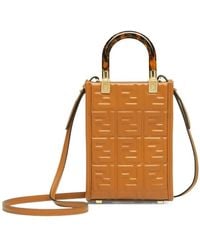 Fendi - Leather Mini-Bag With Ff Motif - Lyst
