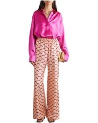 Lanvin - Printed Silk-Twill Wide-Leg Pants - Lyst