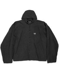 Balenciaga - Logo Embroidered Zip-Up Hooded Jacket - Lyst