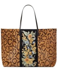 Fendi - Medium Roll Jaguar Print Pony-Effect Leather Shopper With Embroidery - Lyst
