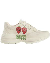 Gucci - Rhyton Series Of Strawberry Printed Casual Sneakers - Lyst