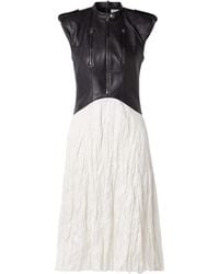Gabriela Hearst - Athena Paneled Leather And Crinkled Silk-Blend Twill Midi Dress - Lyst