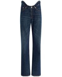 Jean Paul Gaultier - Curvy-Waistband Straight-Leg Jeans - Lyst
