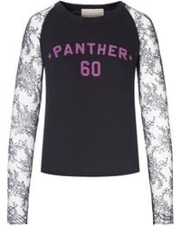 Valentino - Printed Crewneck Lace Top - Lyst