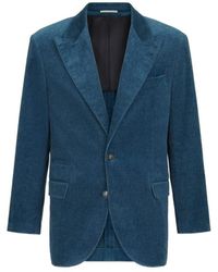 Brunello Cucinelli - Denim-Effect Velvet Blazer - Lyst
