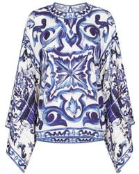 Dolce & Gabbana - Silk-blend Majolica Print Top - Lyst