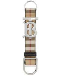 Burberry - Logo Plaque Checked Key Ring - Lyst