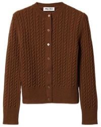 Miu Miu - Cashmere Cable-Knit Cardigan - Lyst