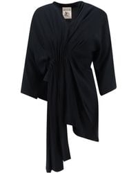 Semicouture - V-Neck Pleated Blouse - Lyst