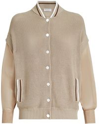 Brunello Cucinelli - Striped Trim Knitted Cardigan - Lyst