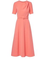 Carolina Herrera - Belted Crepe Midi Dress - Lyst