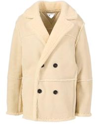 Bottega Veneta - V-Neck Double-Breasted Coat - Lyst