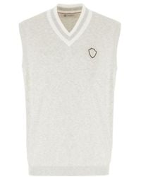 Brunello Cucinelli - V-Neck Logo Embroidered Vest - Lyst