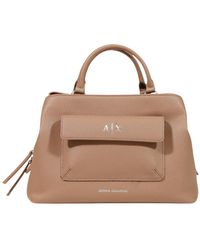 ARMANI EXCHANGE - Textured Handbag With Structured Top Handle And Flap Pocket - Lyst