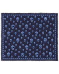 McQueen - Skull-Print Frayed Scarf - Lyst