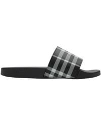 Burberry - Checked Slip-On Slides - Lyst