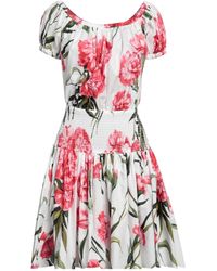 Dolce & Gabbana - Floral Short-Sleeve Dress - Lyst
