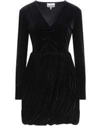 Ganni - Fashion Solid Color V-Neck Long Sleeve Dress - Lyst