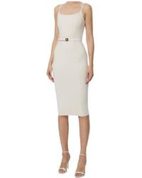 Elisabetta Franchi - Belted Sleeveless Dress - Lyst