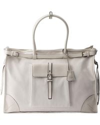 Prada - Bonnie Denim And Leather Tote Bag - Lyst