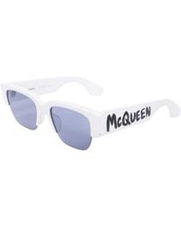 McQueen - Logo-Print Square-Frame Sunglasses - Lyst