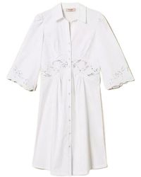 Twinset - Lace-Detail Midi Shirt Dress - Lyst